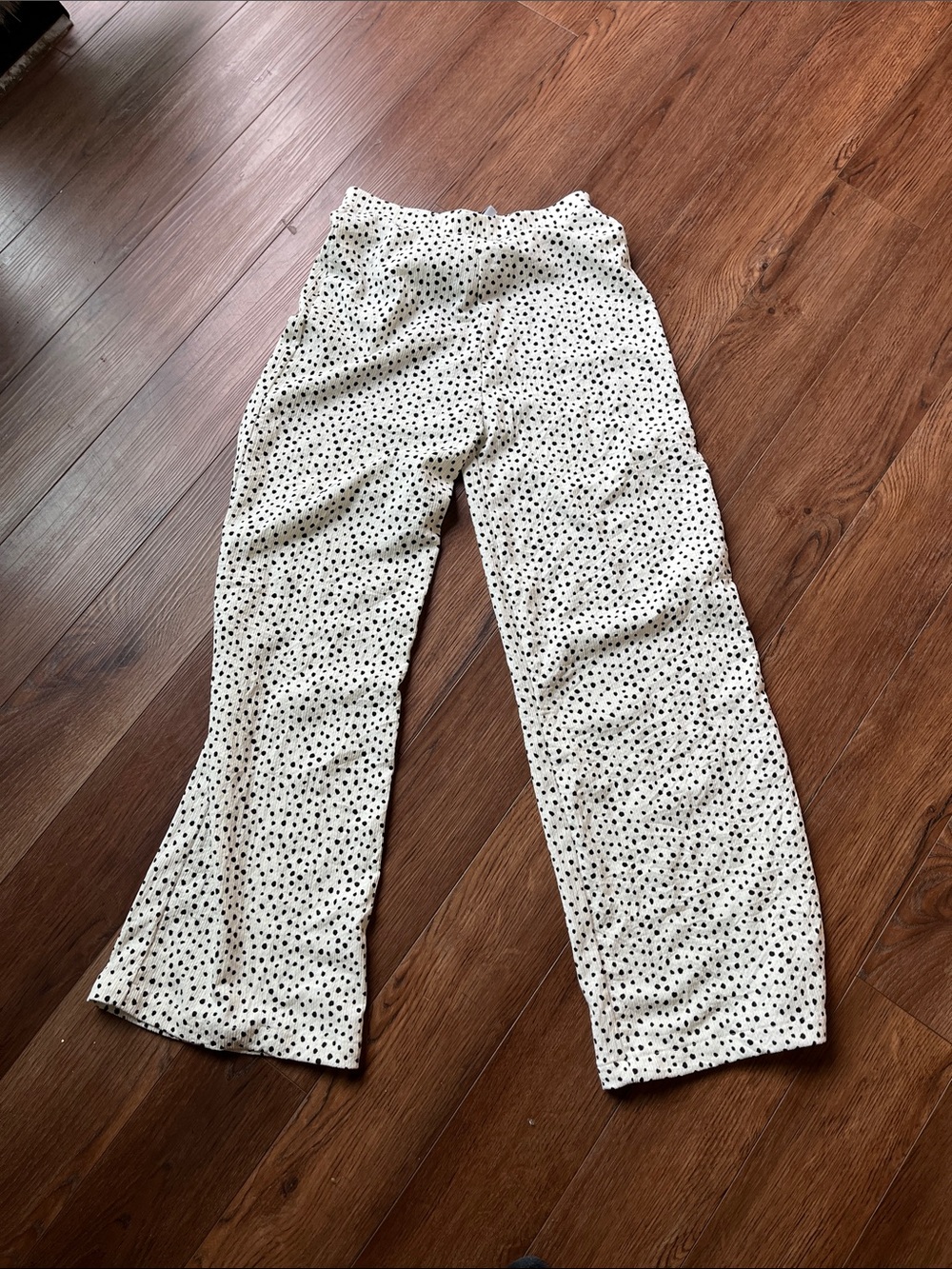 stradivarius White Wide Leg Polka Dot Pants with Black Spots